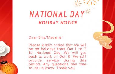 Holiday Notice for National Day 2022