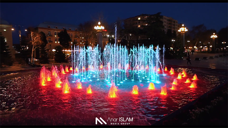 Azerbaijan Ganja City Government Hall Pool Music Water Dance Fontan